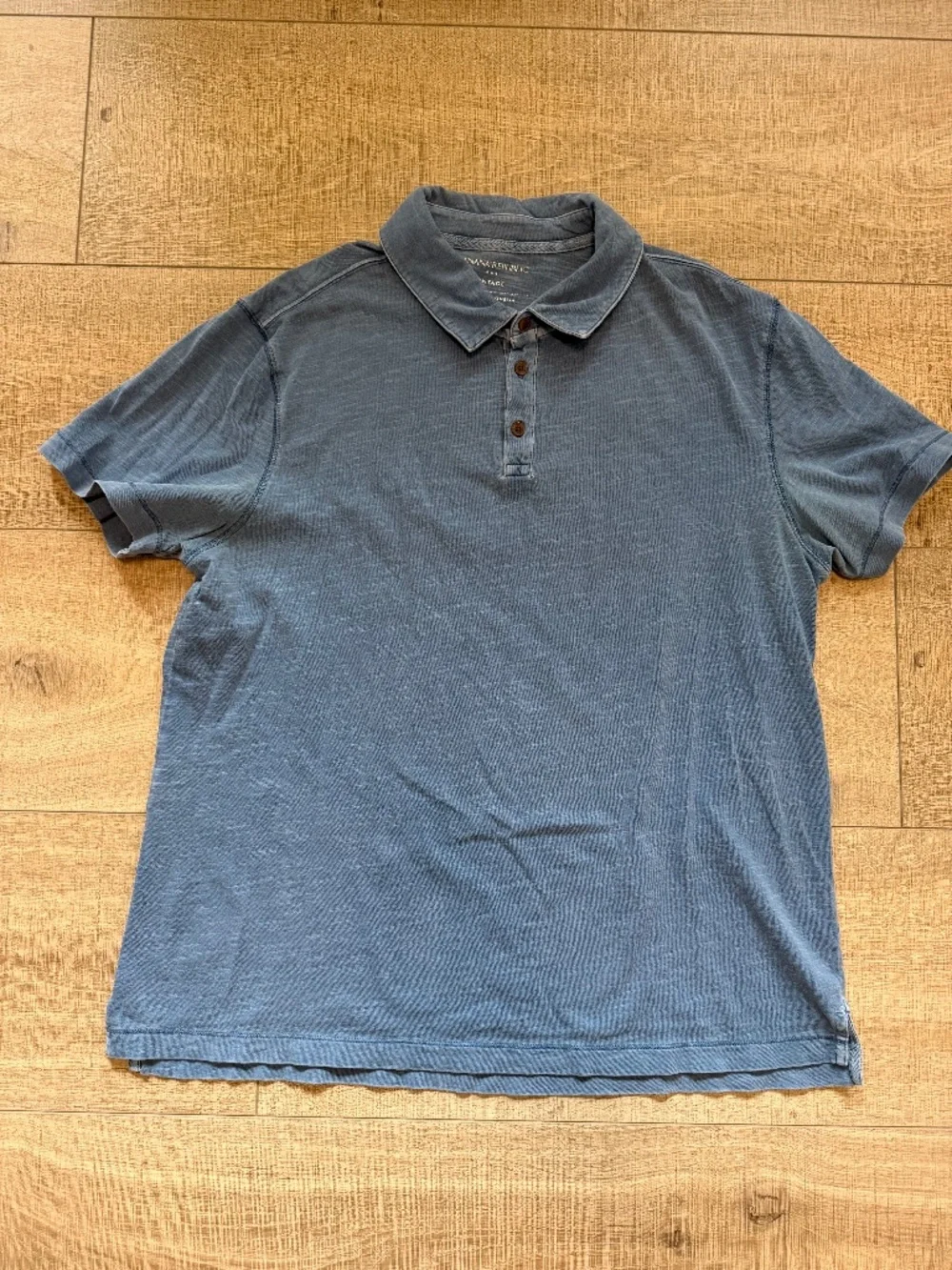 Banana Republic Vintage Washed Blue Slub Knit Polo Shirt Short Sleeve Size Large